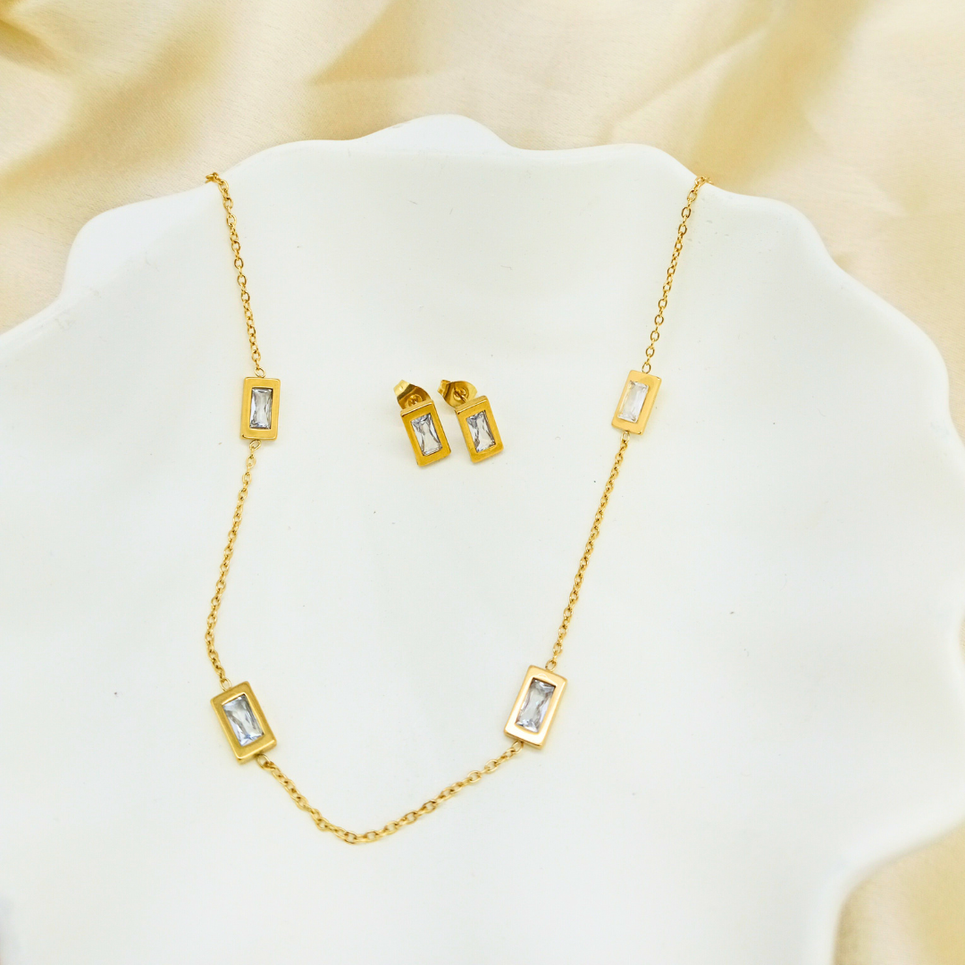 Victoria Zircon Necklace With Earrings