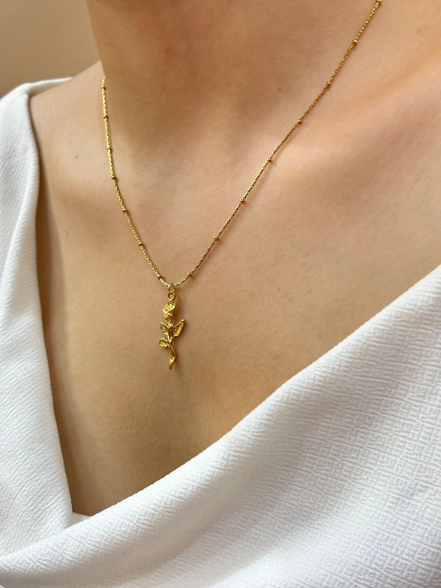 Golden Petal Charm Necklace