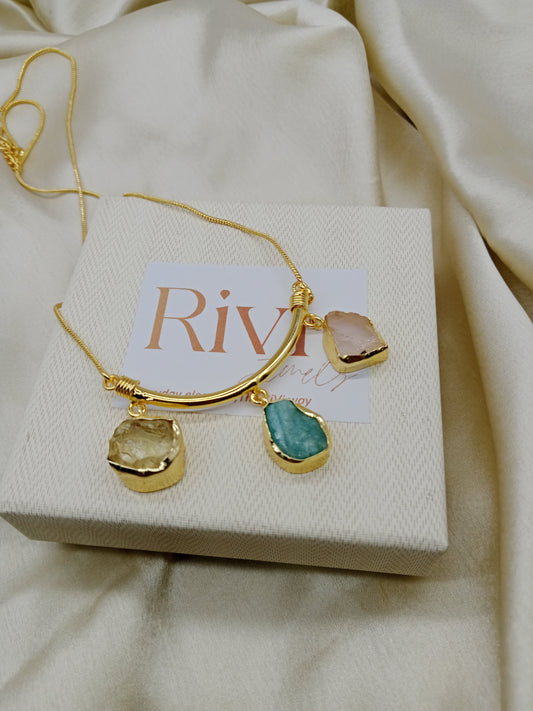 Trio Of Raw Stones- Amazonite, Labradorite & Rose Quartz