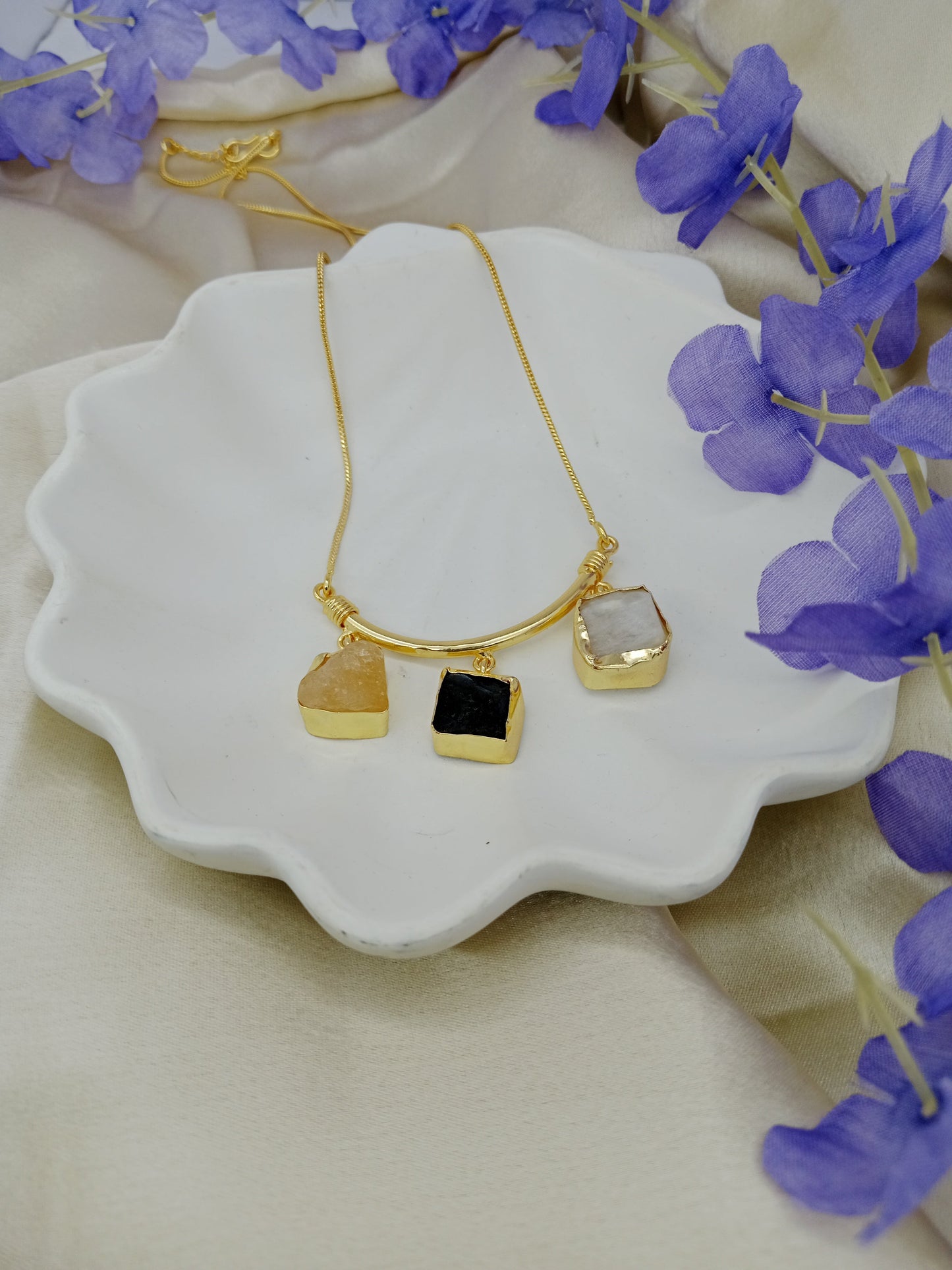 Trio of Raw Stones – Labradorite, Citrine & Moonstone