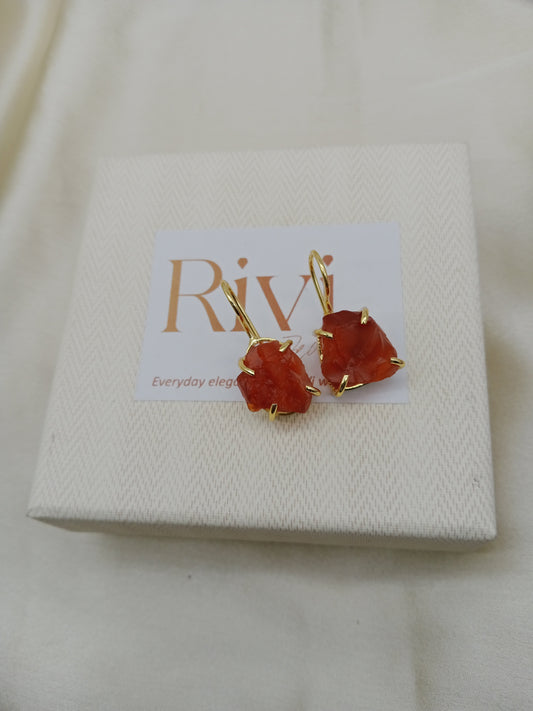 Rough Carnelian Rough Stone Earrings