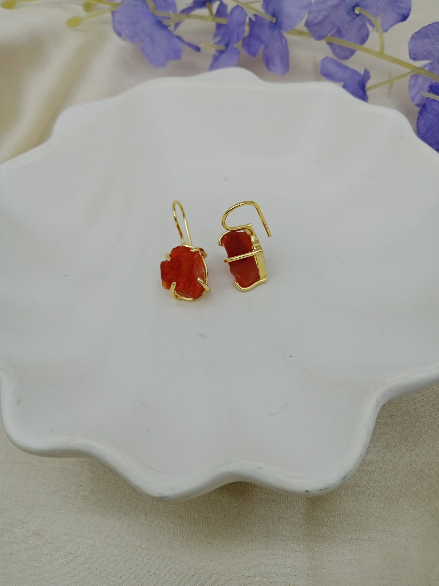 Rough Carnelian Rough Stone Earrings
