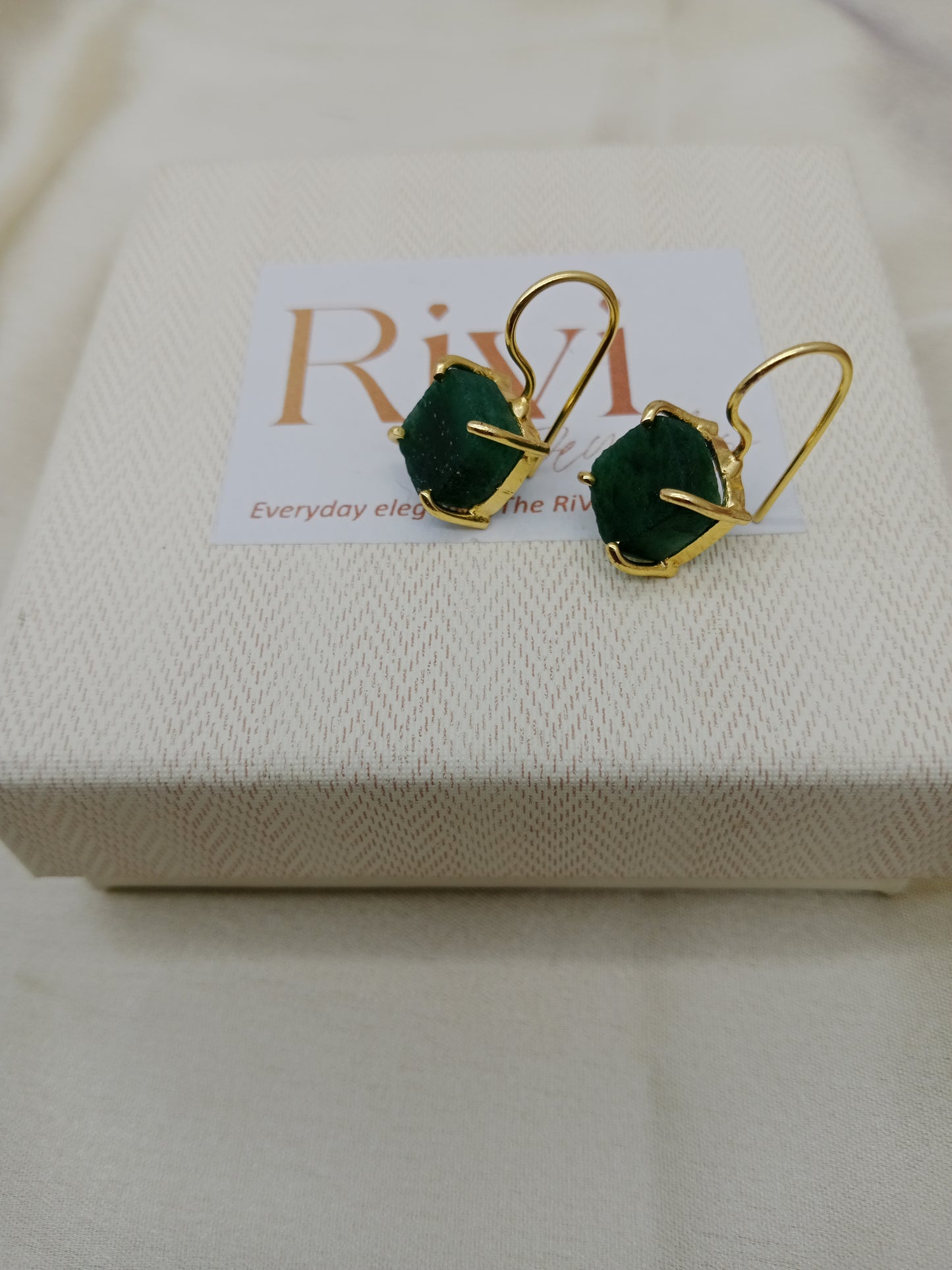 Rough Deep Green Aventurine Earring