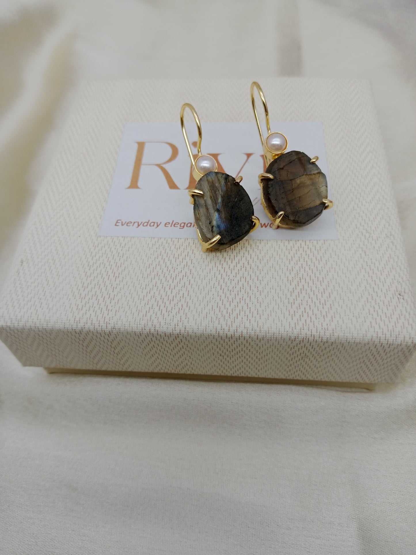 Rough Labradorite Stone  Earring