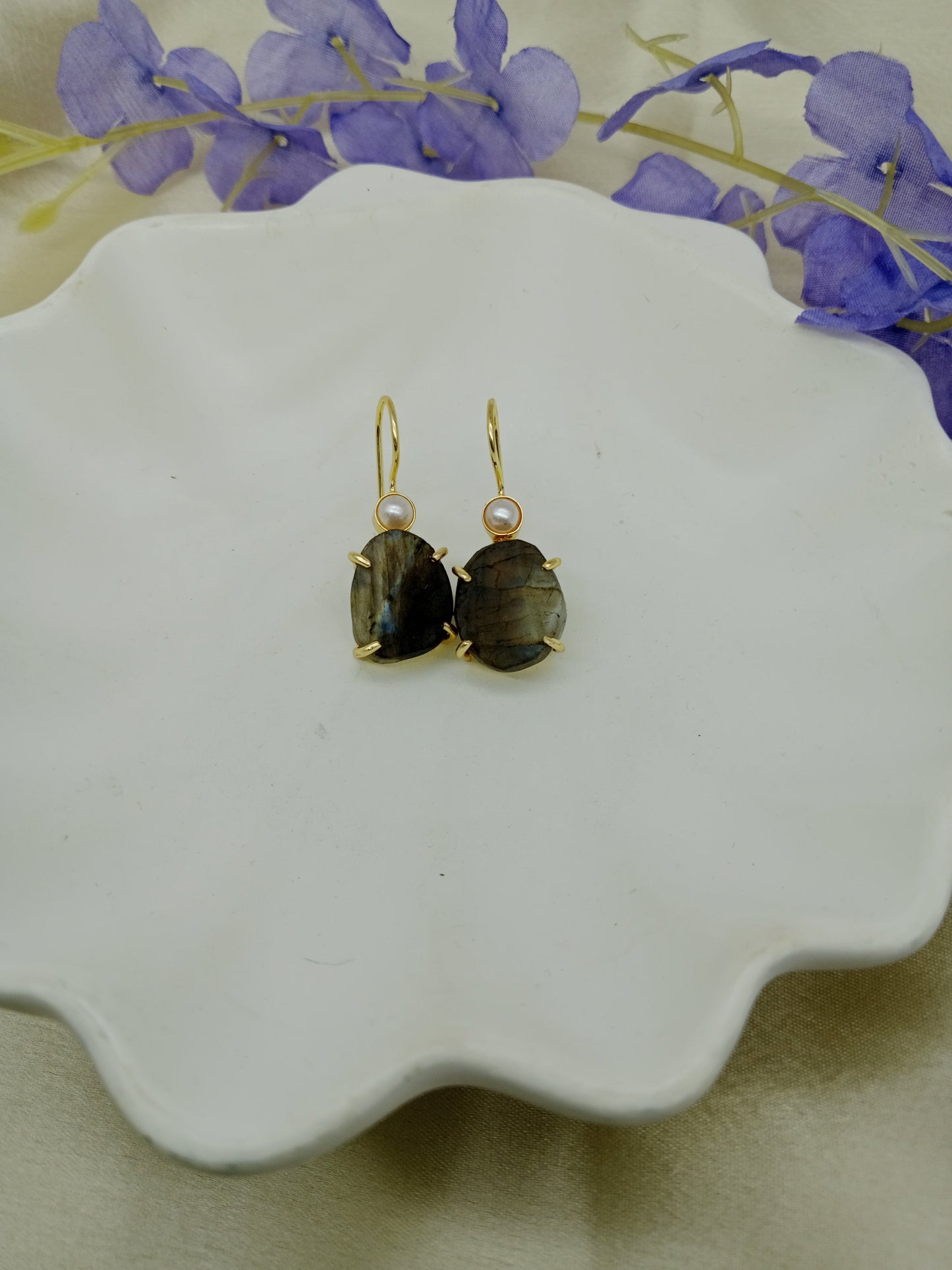 Rough Labradorite Stone  Earring