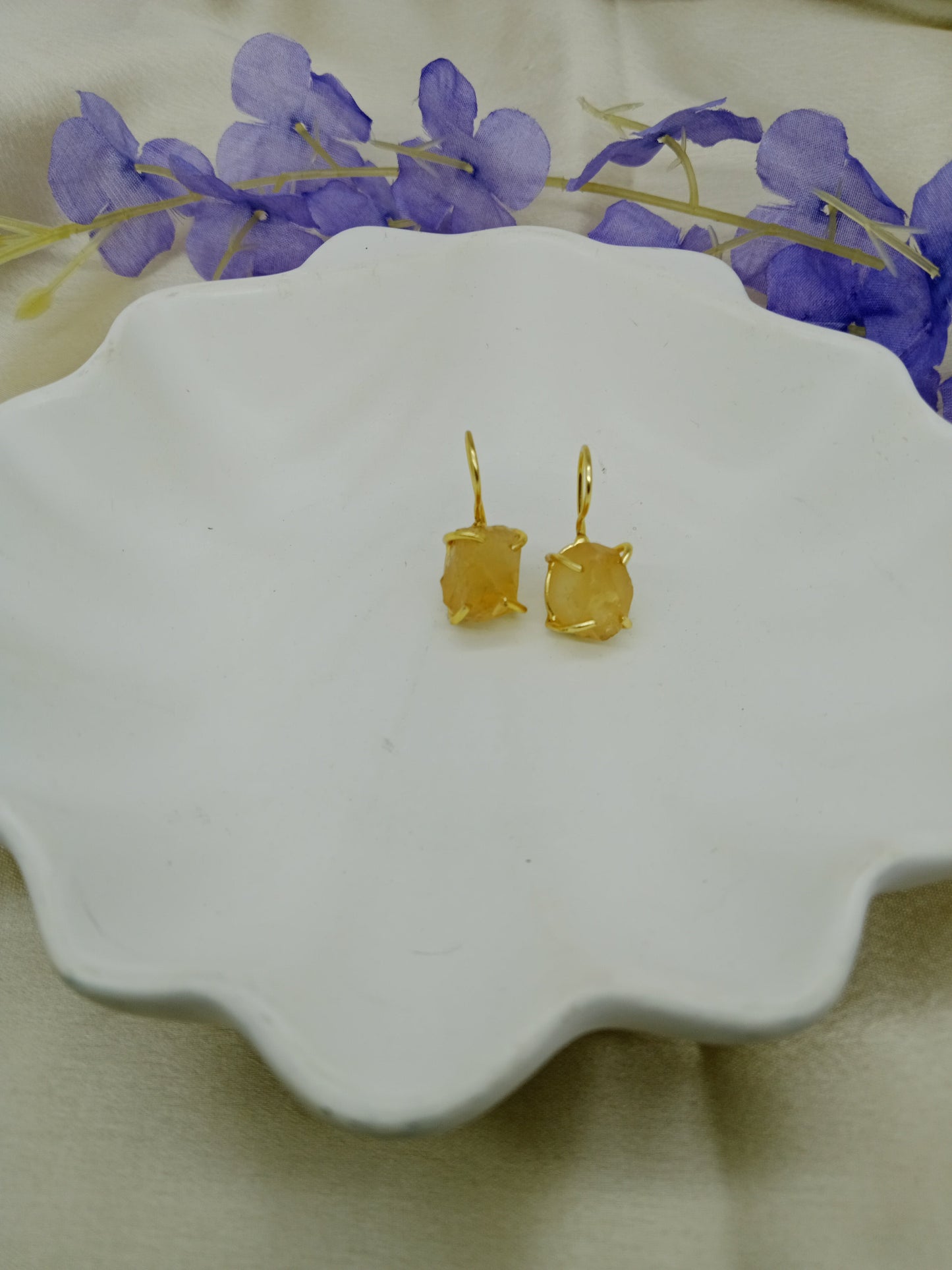 Rough Citrine Earring