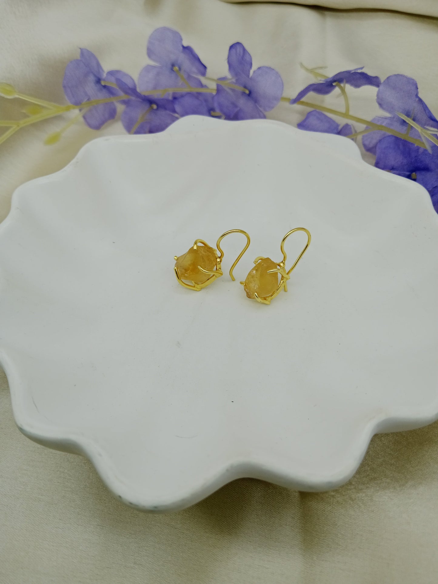 Rough Citrine Earring