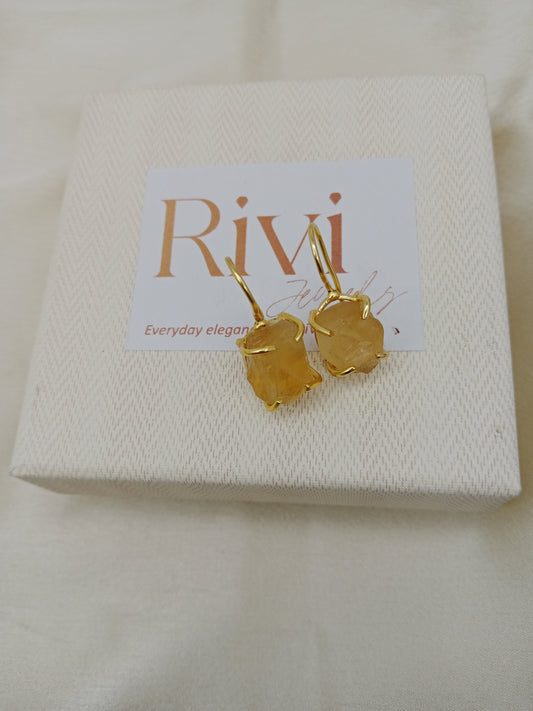 Rough Citrine Earring