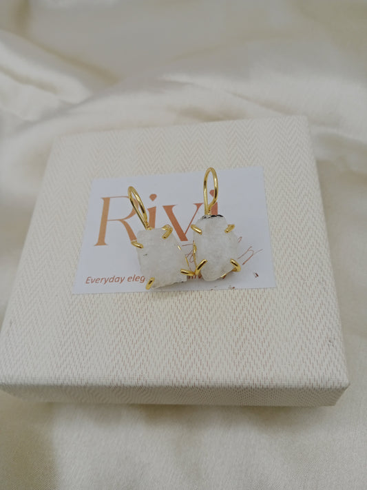 Rough Rainbow Moonstone Earring