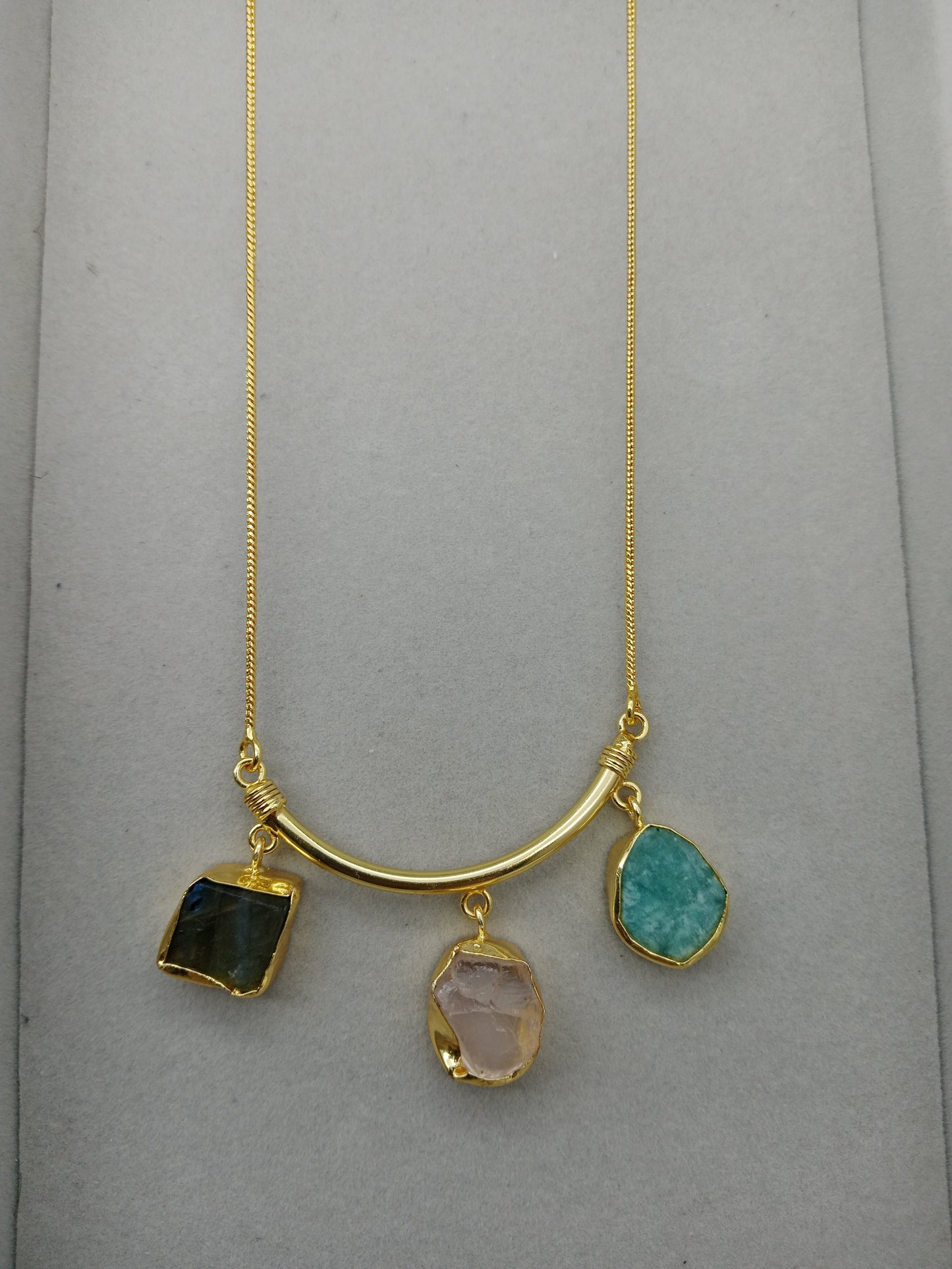 Trio Of Raw Stones- Amazonite, Labradorite & Rose Quartz