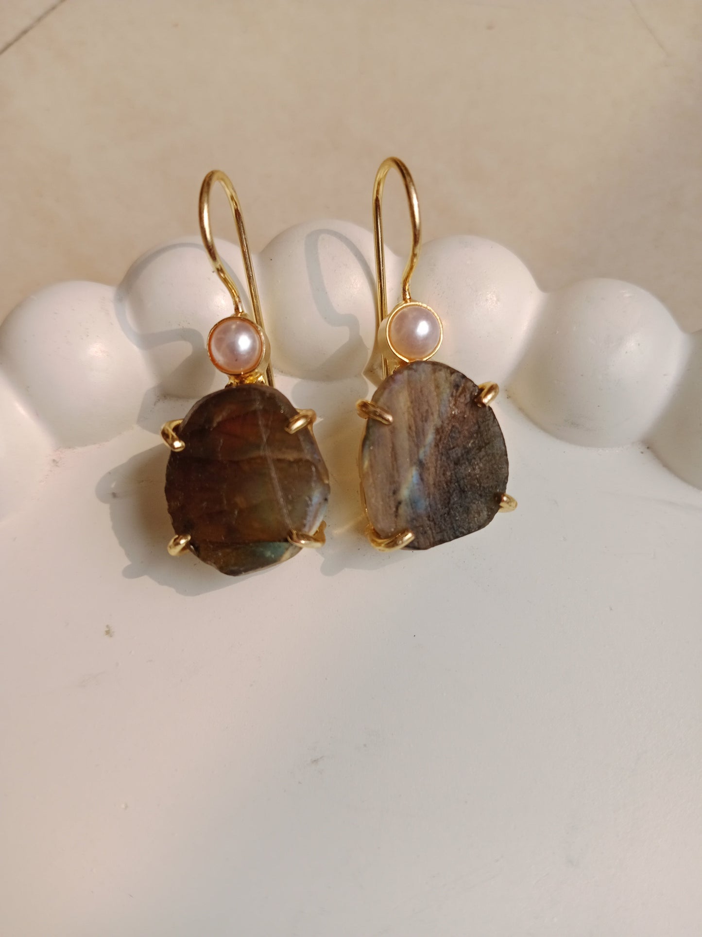 Rough Labradorite Stone  Earring