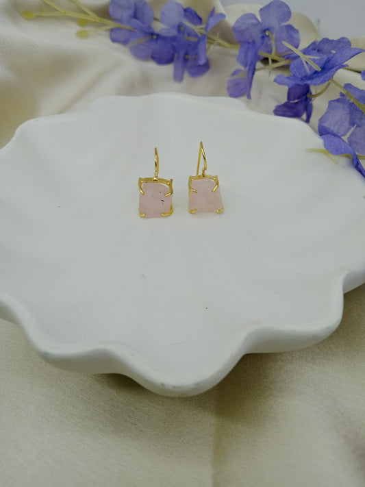 Rough Rose Quarts Earring